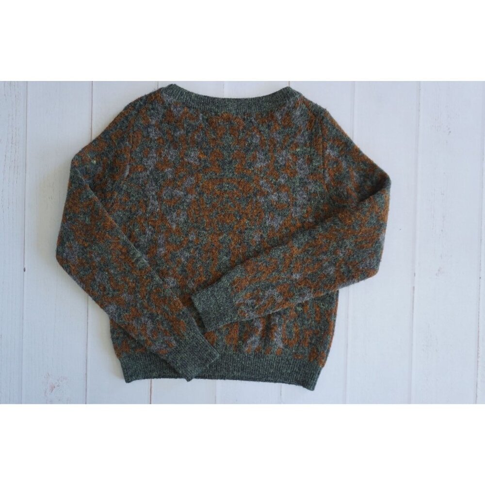 John + Jenn Fuzzy Green Brown Pattern Knit Sweater - Size XS - Picture 3 of 5
